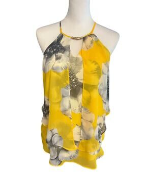BCX Sleeveless Top Yellow Black White Small